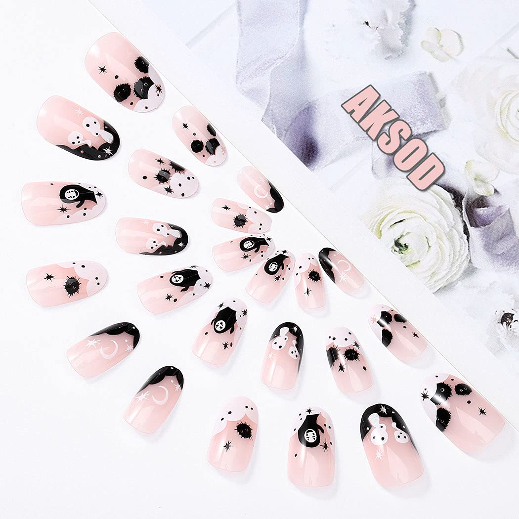 Aksod Ghost nails featuring virus cartoon design for playful style