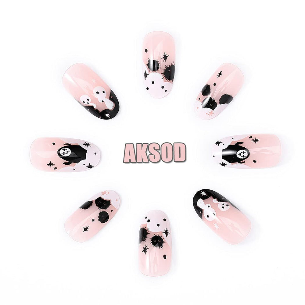 Aksod almond glossy false nails Style G with ten sizes for perfect fit
