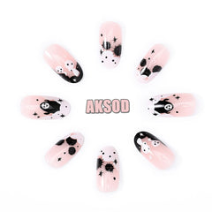 Aksod almond glossy false nails Style G with ten sizes for perfect fit