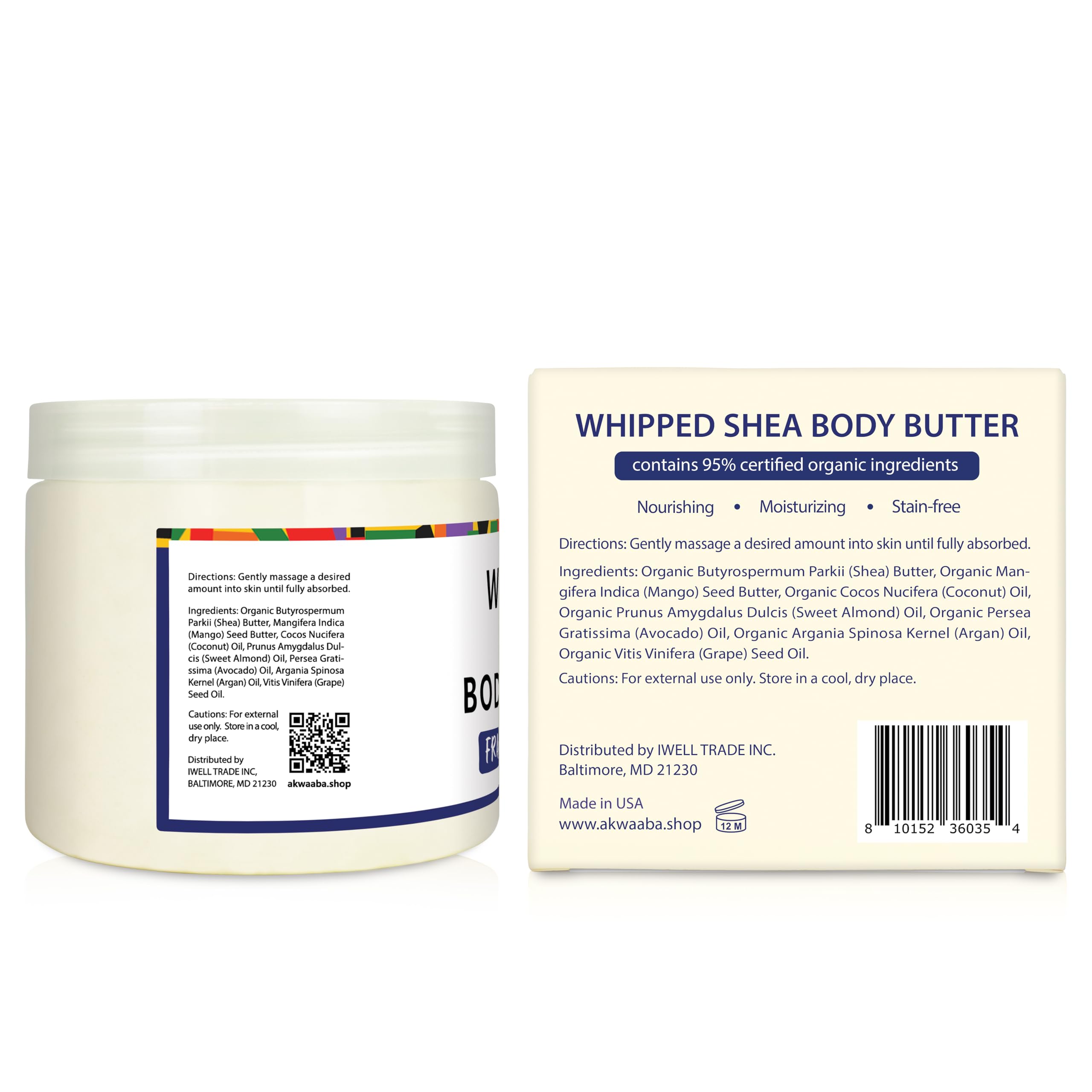 AKWAABA Whipped Shea Butter case display suitable for gift-ready storage.