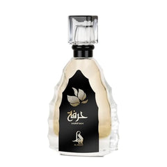 Hirfah bottle closeup showing premium glass and finish.