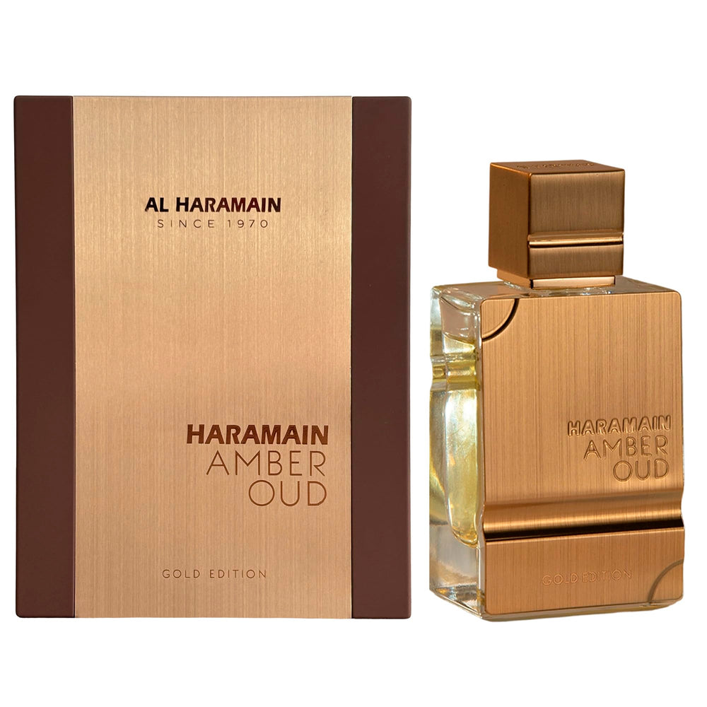 Al Haramain Amber Oud Gold Edition bottle front view for evening wear