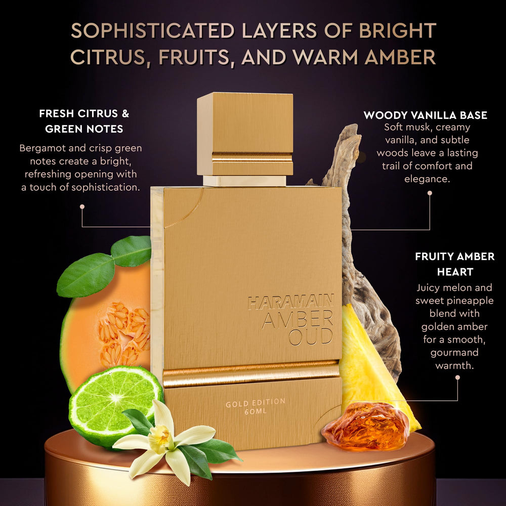 Al Haramain Amber Oud Gold Edition packaging conveys gift-ready presentation for special occasions.