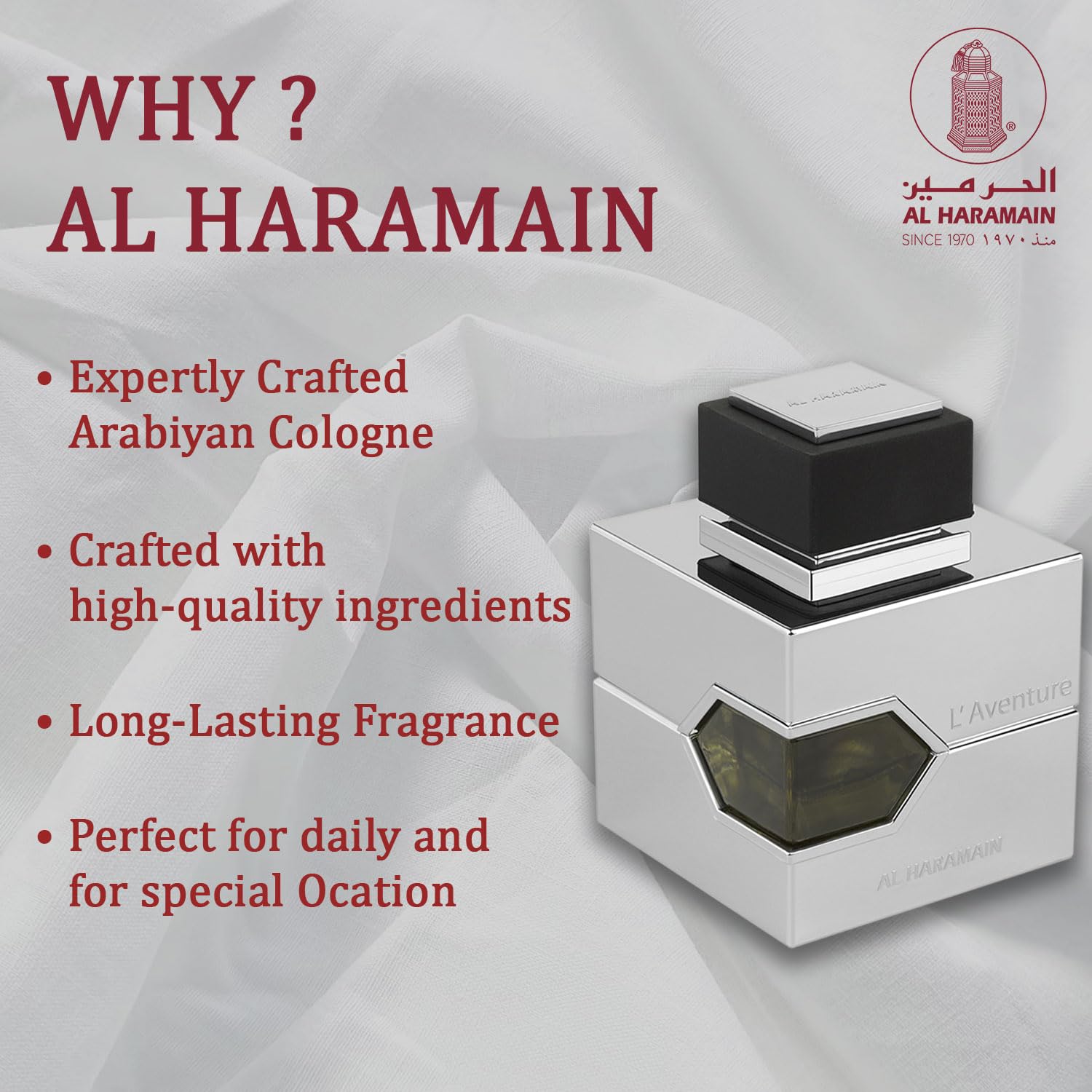 Al Haramain L'aventure tester display inviting fragrance exploration