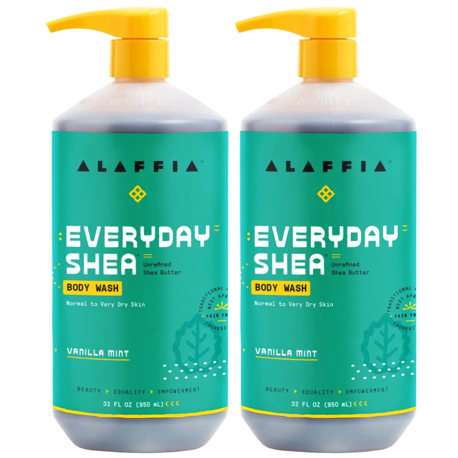 Alaffia Everyday Shea Body Wash Vanilla Mint bottle for gentle cleansing and moisturizing