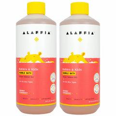 Alaffia Babies and Kids Bubble Bath bottle with long-lasting bubbles for gentle cleansing.