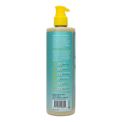 Shampoo ingredients display featuring shea butter, comfrey, and arnica for moisture.