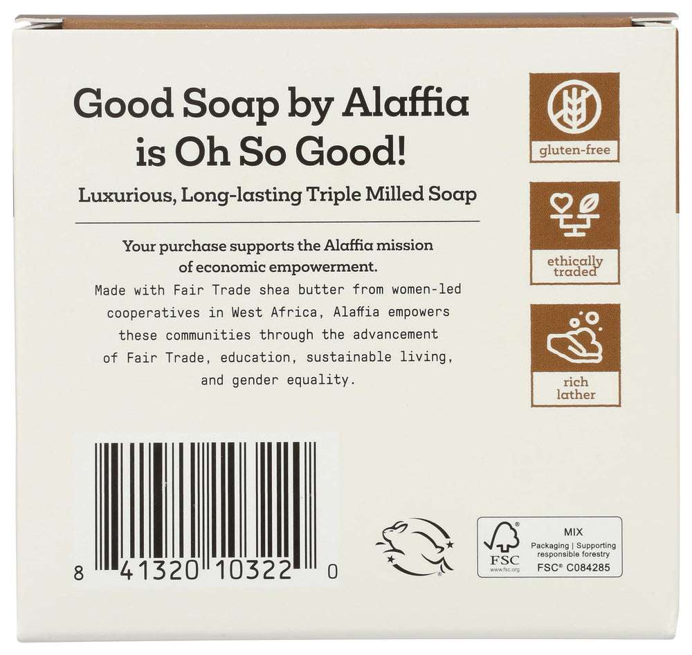 Alaffia Coconut Good Soap bar close-up with creamy lather potential.