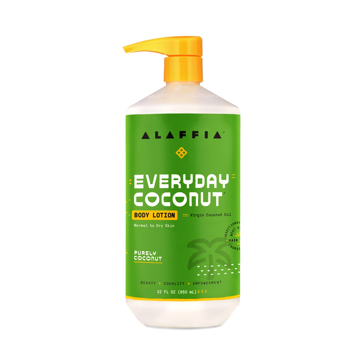Alaffia EveryDay Coconut Body Lotion pump bottle for easy daily hydration