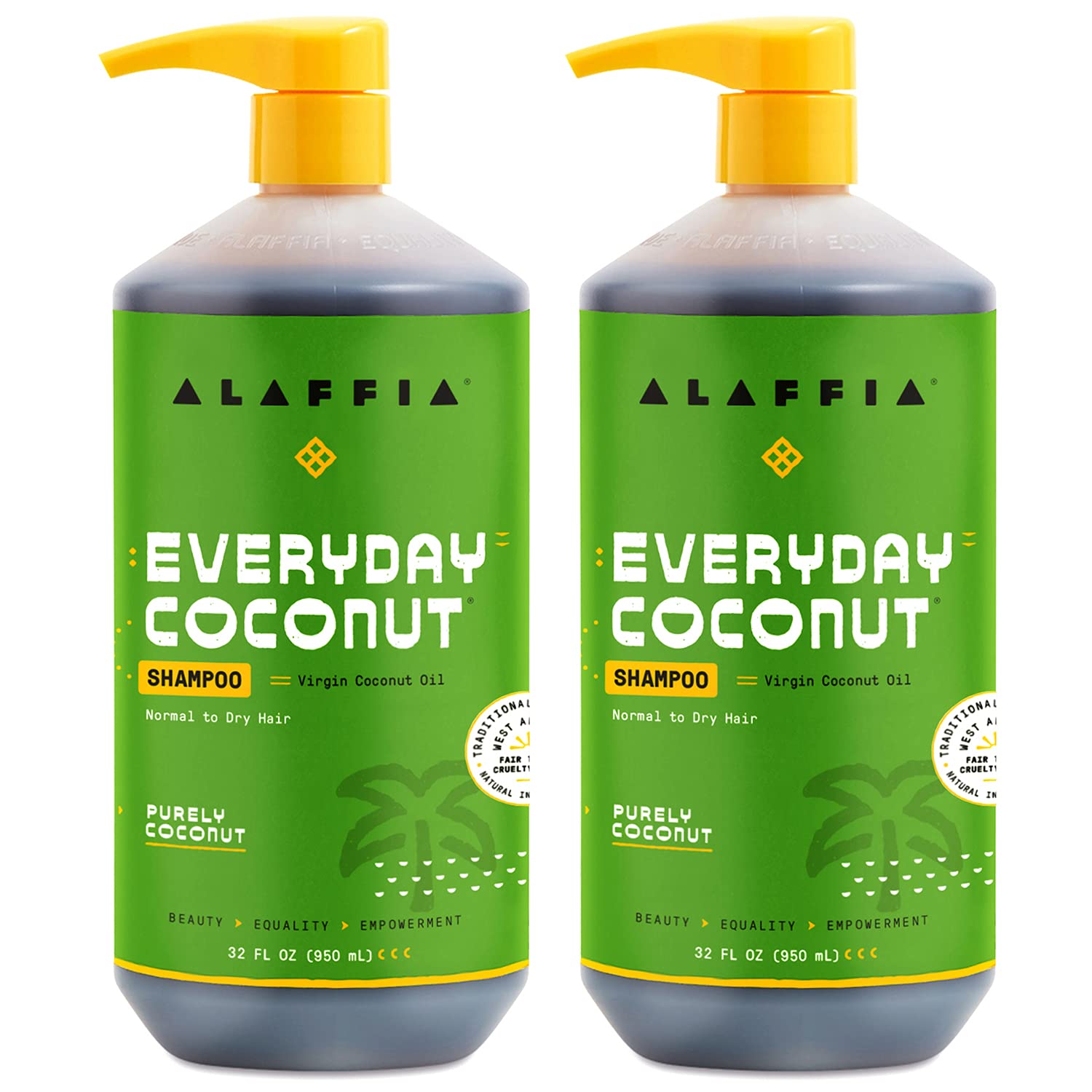 Alaffia EveryDay Coconut Shampoo bottle for gentle cleansing of normal to dry hair