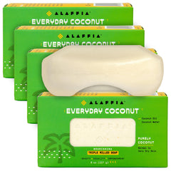 Alaffia Everyday Coconut Soap Bar lathers with natural coconut oil for gentle cleansing.
