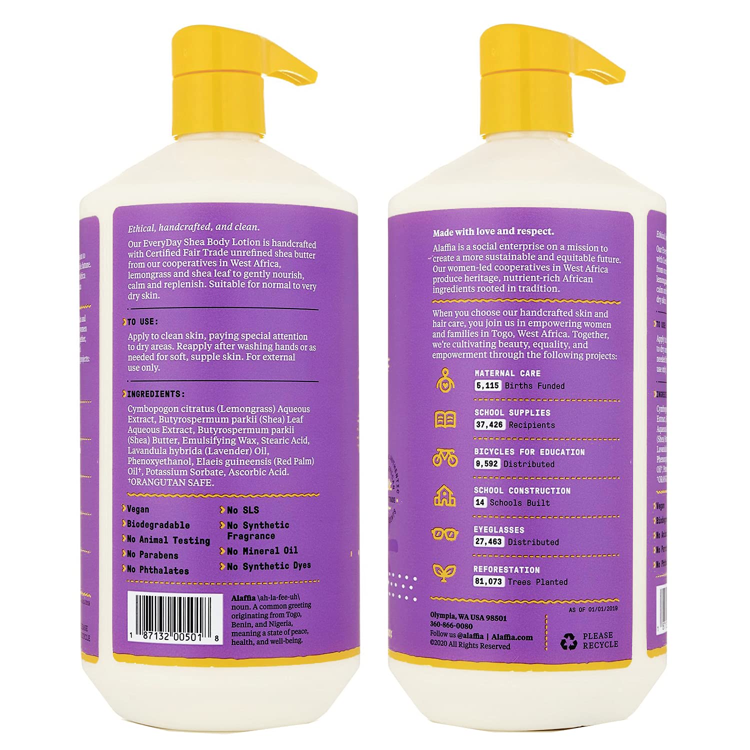 Close-up of lemongrass and shea leaf blend in Alaffia lotion.