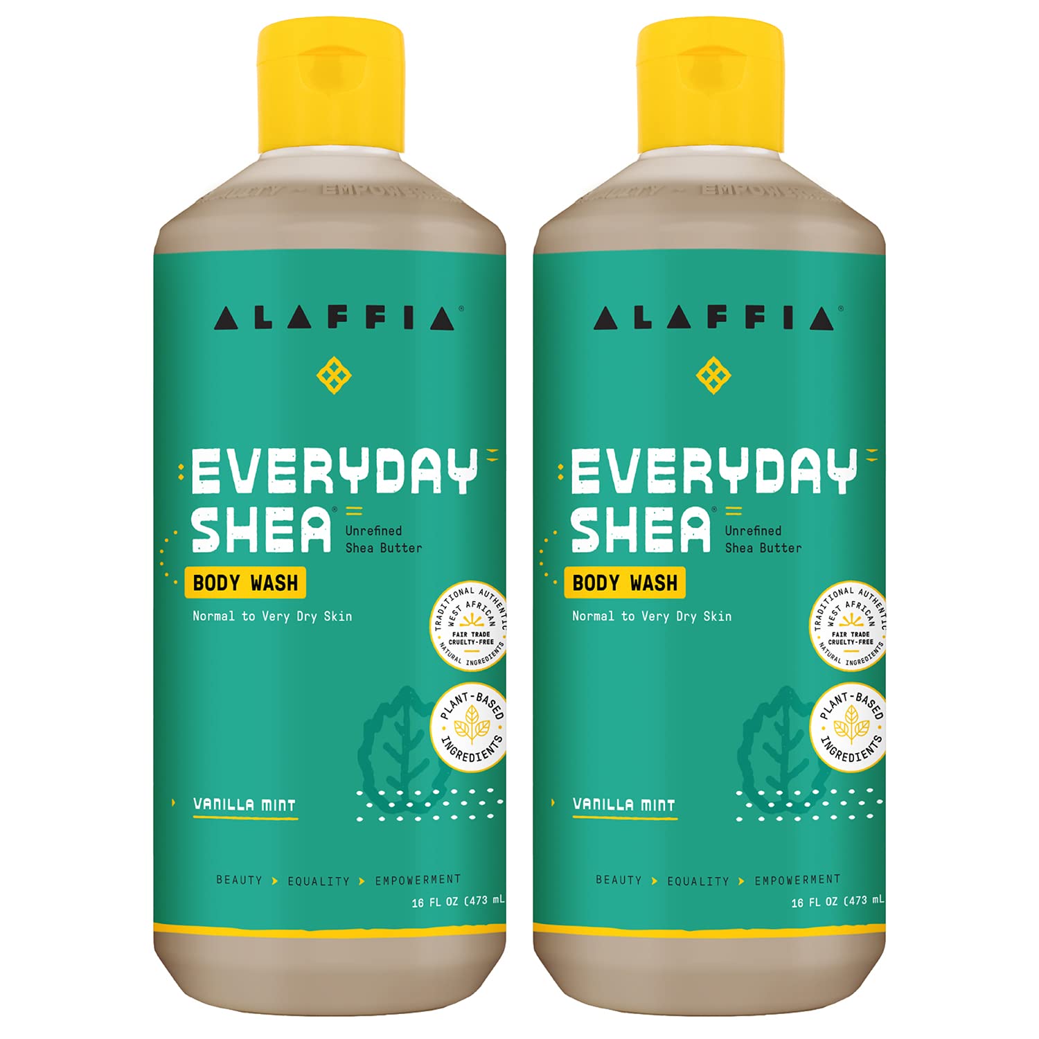 Alaffia Everyday Shea Body Wash bottle with vanilla mint scent for refreshing cleanse.
