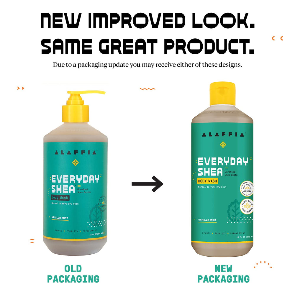 Pouring Alaffia body wash to create a rich, nourishing lather.