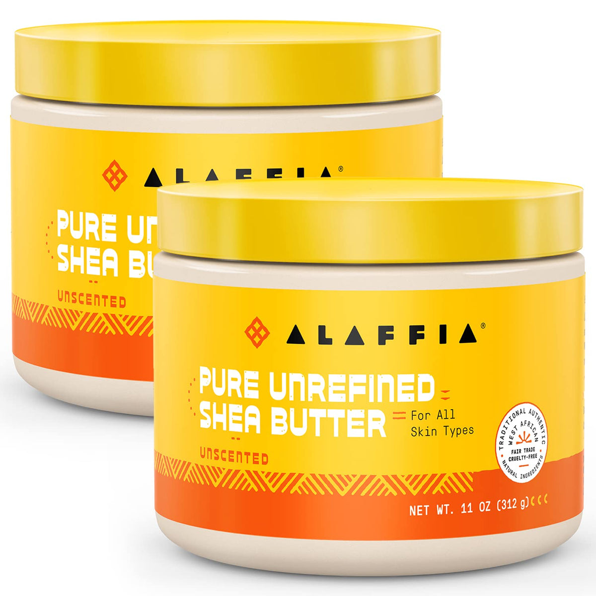 Alaffia Everyday Shea unscented butter tub 11 oz for deep skin hydration.