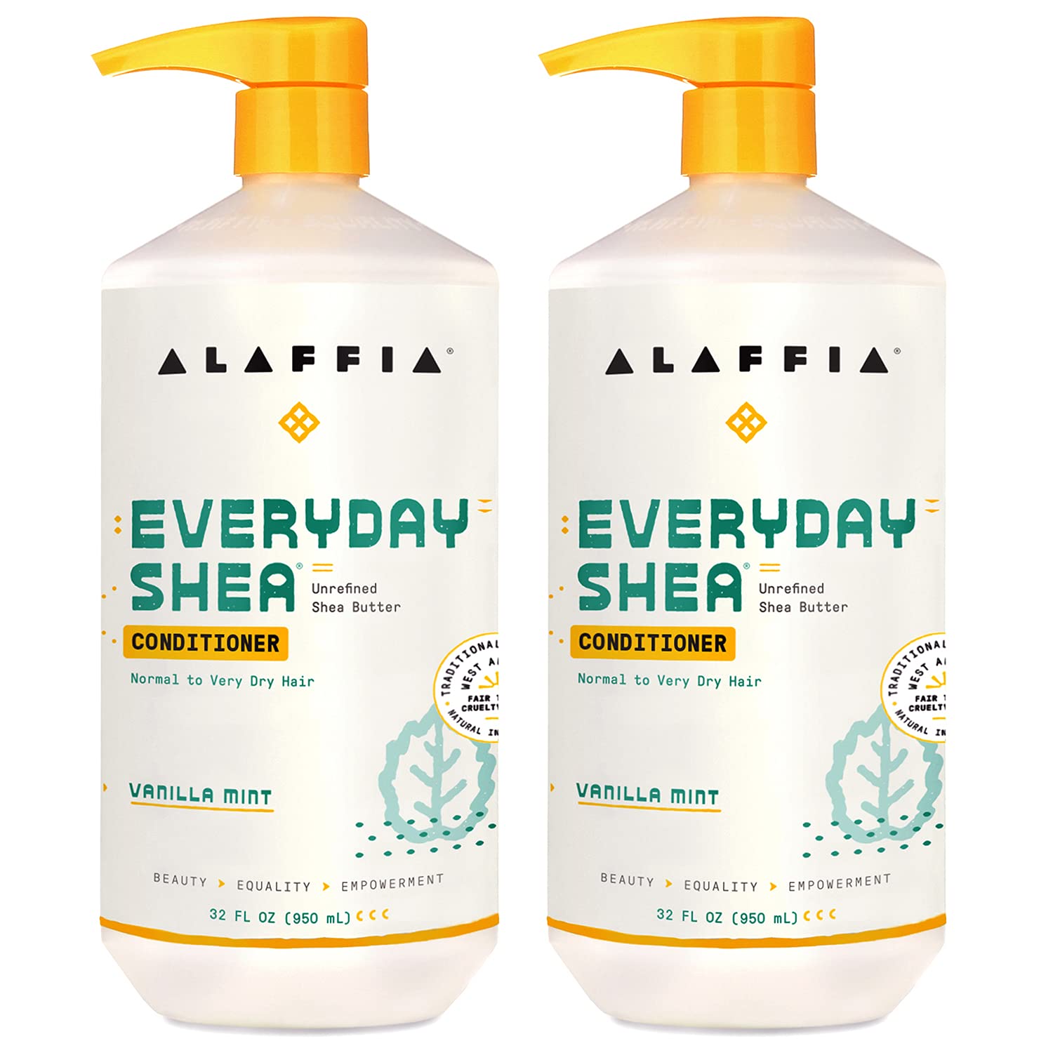 Alaffia EveryDay Shea Conditioner bottle-front shows daily moisture from Vanilla Mint