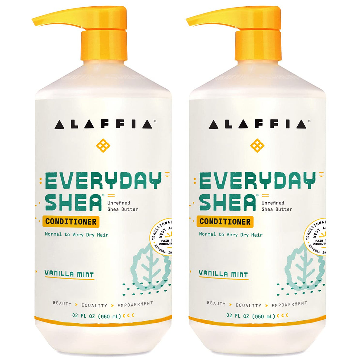 Alaffia EveryDay Shea Conditioner bottle-front shows daily moisture from Vanilla Mint