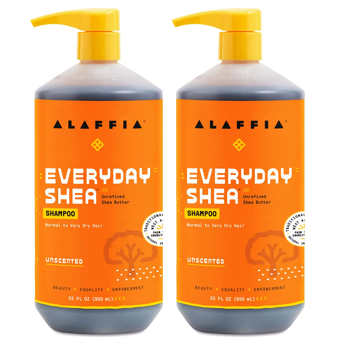 Alaffia EveryDay Shea Shampoo bottle with unscented formula for sensitive scalps.
