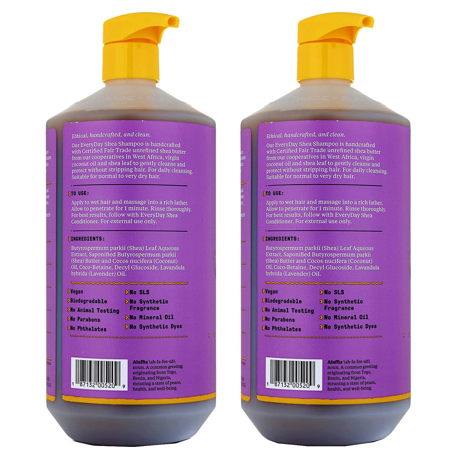 Alaffia EveryDay Shea Lavender Shampoo foam demonstrates rich lather for a refreshing wash.