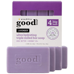 Alaffia Good Soap Lavender bars offer rich lather for a refreshing shower.