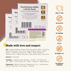 Alaffia Good Soap Peppermint bars offering refreshing scent and effective hand washing.