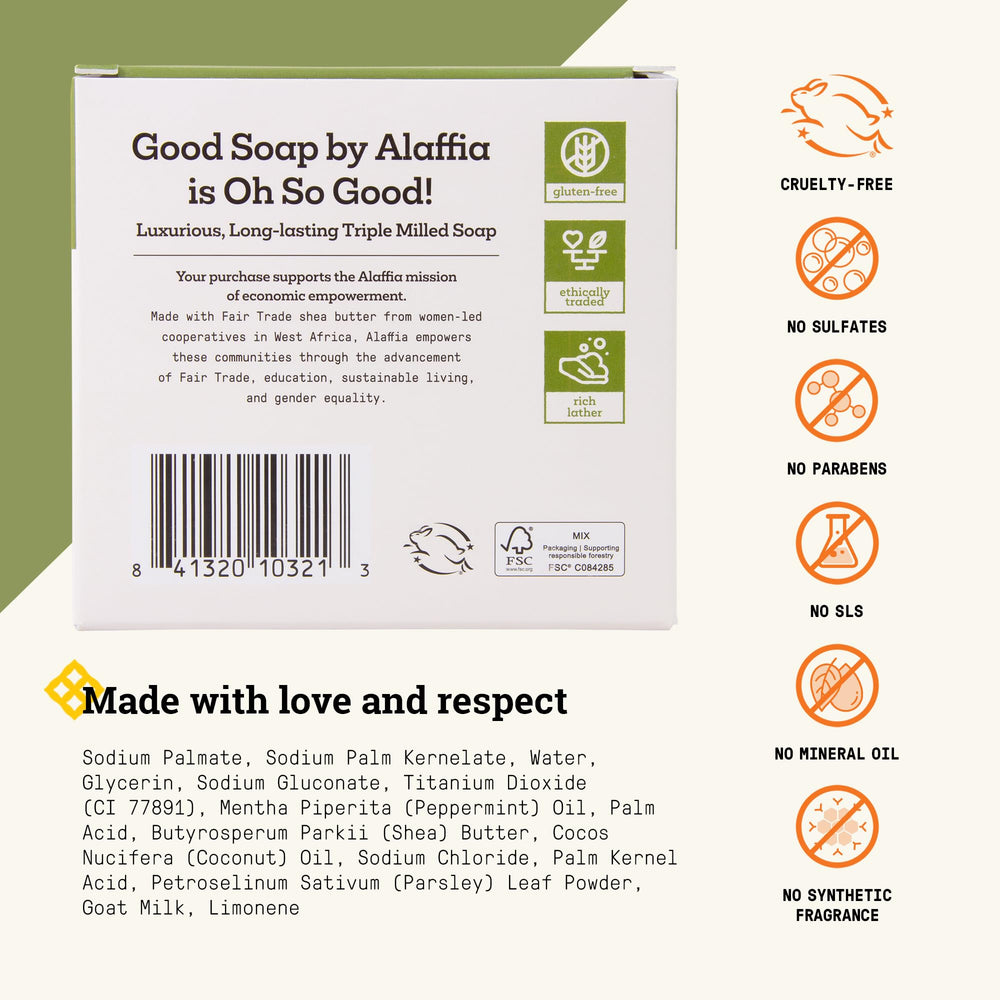 Alaffia Peppermint soap lather highlighting rich cleansing foam