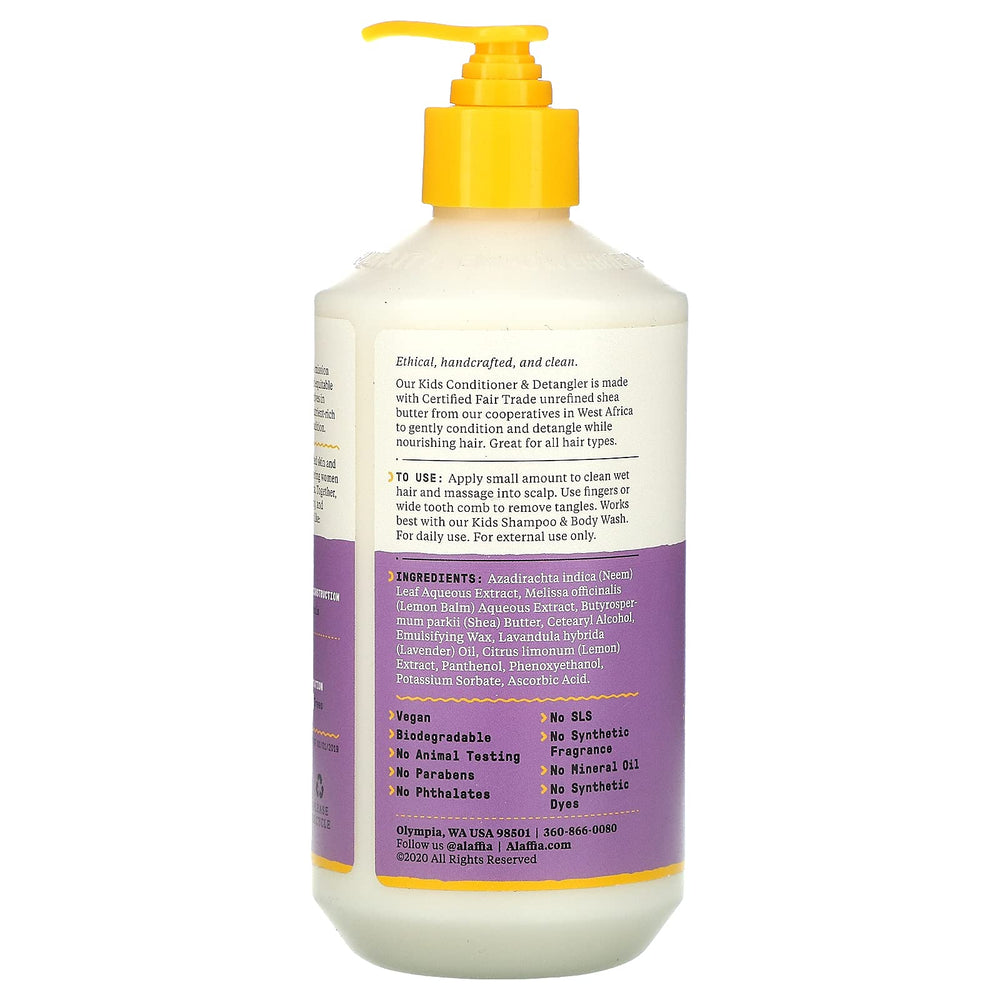 Alaffia Kids Conditioner Lemon Lavender dispenser for easy daily use.