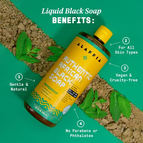 Alaffia packaging highlights eco-friendly, multipurpose cleanser for whole-body care.
