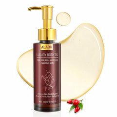 ALAOW Advanced Firming Body Oil bottle pour for deep hydration and even skin texture