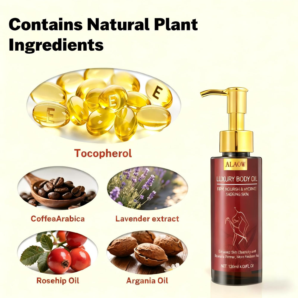 ALAOW Advanced Firming Body Oil massage on arms and legs for nourishing skin