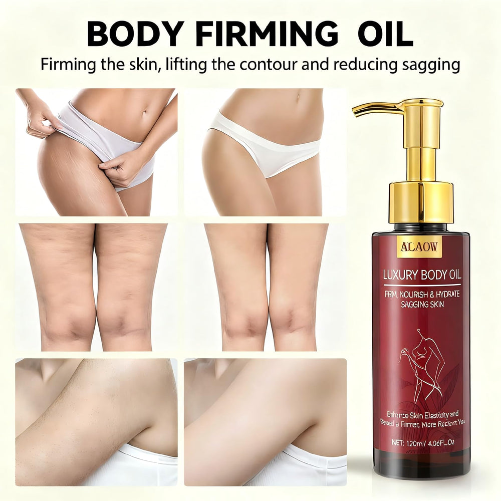 ALAOW Advanced Firming Body Oil on skin showing lightweight hydration and glow