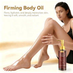ALAOW Advanced Firming Body Oil texture close-up demonstrating fast absorption and non-greasy finish