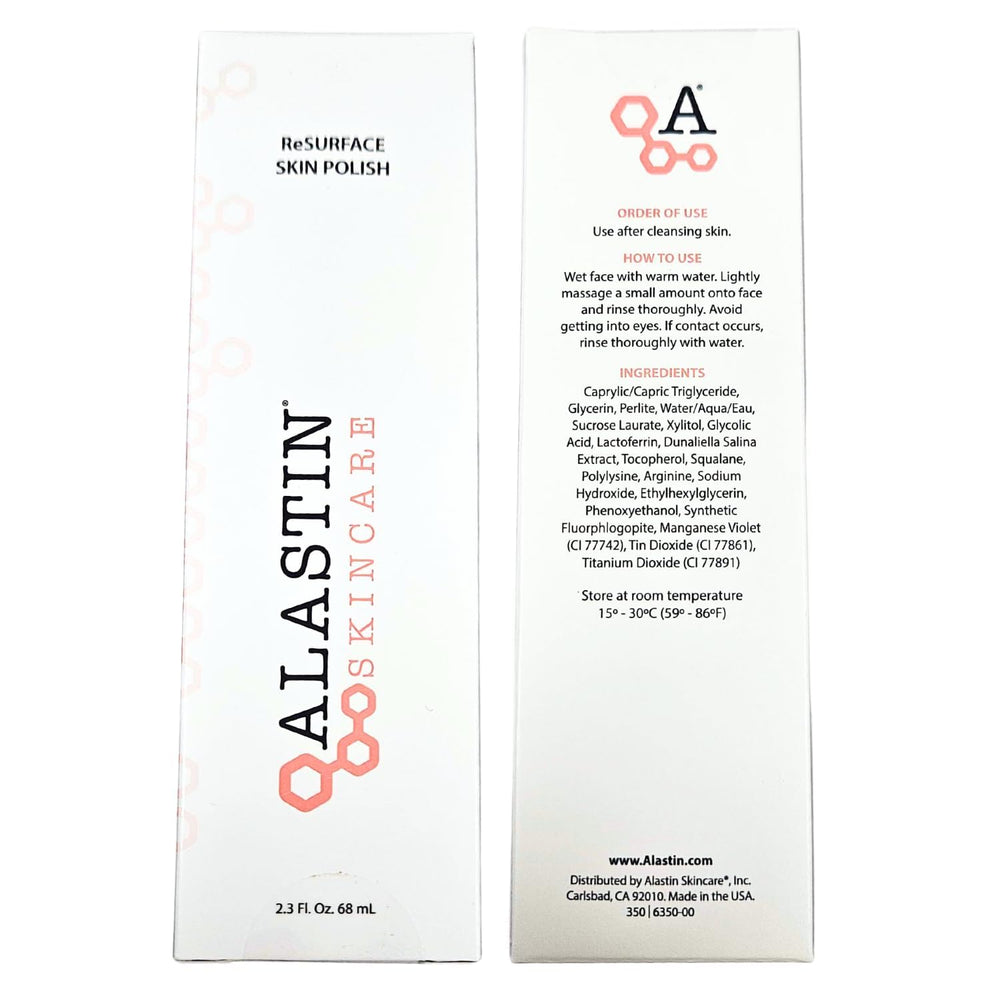 After-use glow on skin from ALASTIN Resurface polish.