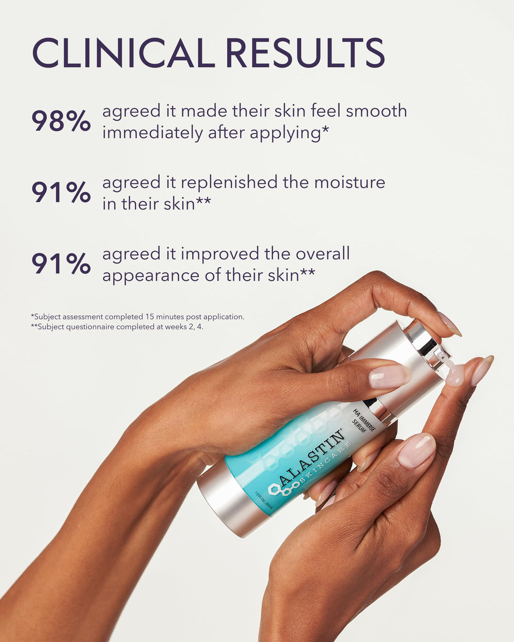 ALASTIN Skincare HA IMMERSE applied to skin for radiant, refreshed look