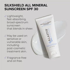 ALASTIN SilkSHIELD packaging highlights fragrance-free oil-free sunscreen for sensitive skin.