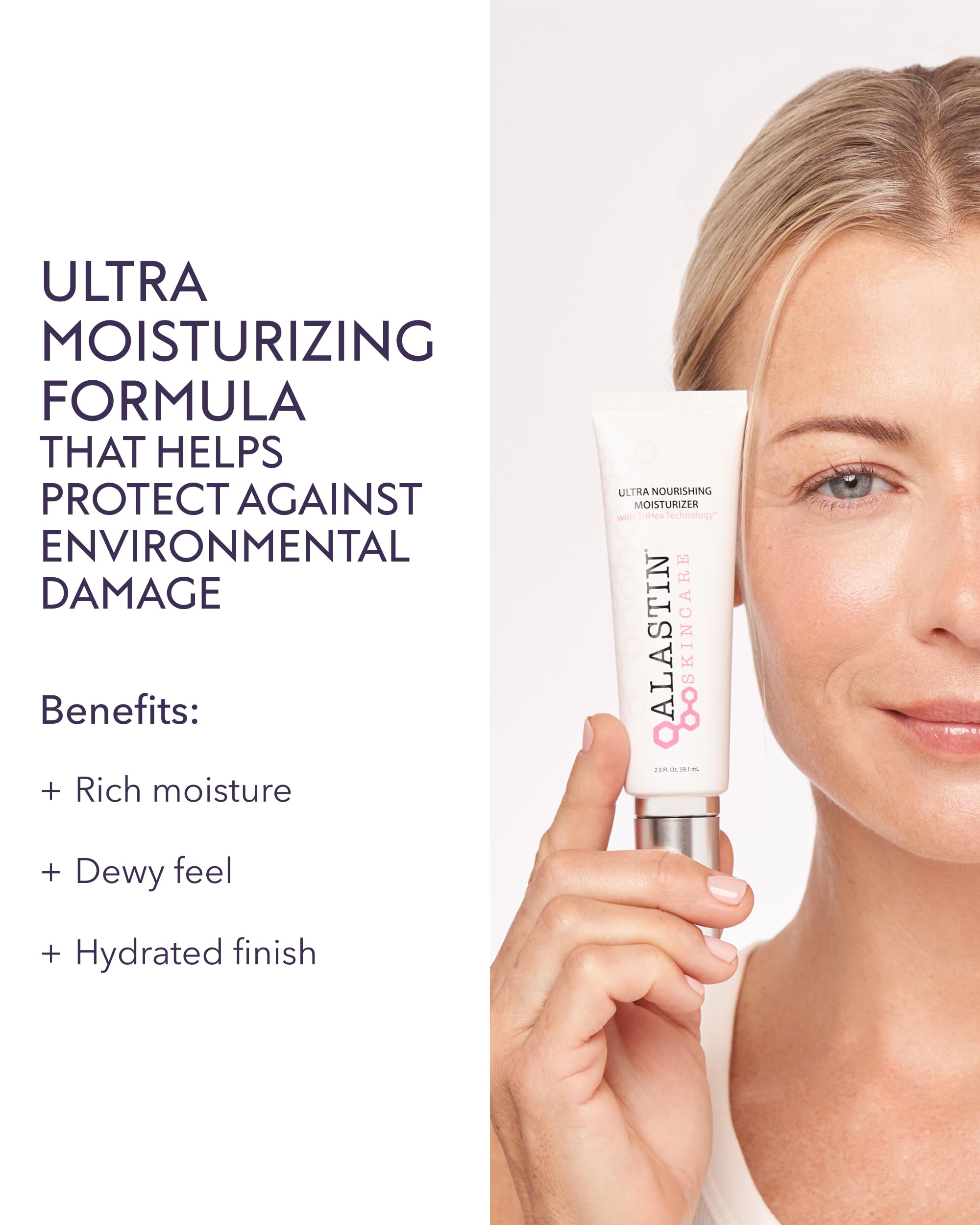 Pump application of ALASTIN moisturizer for easy daily use.