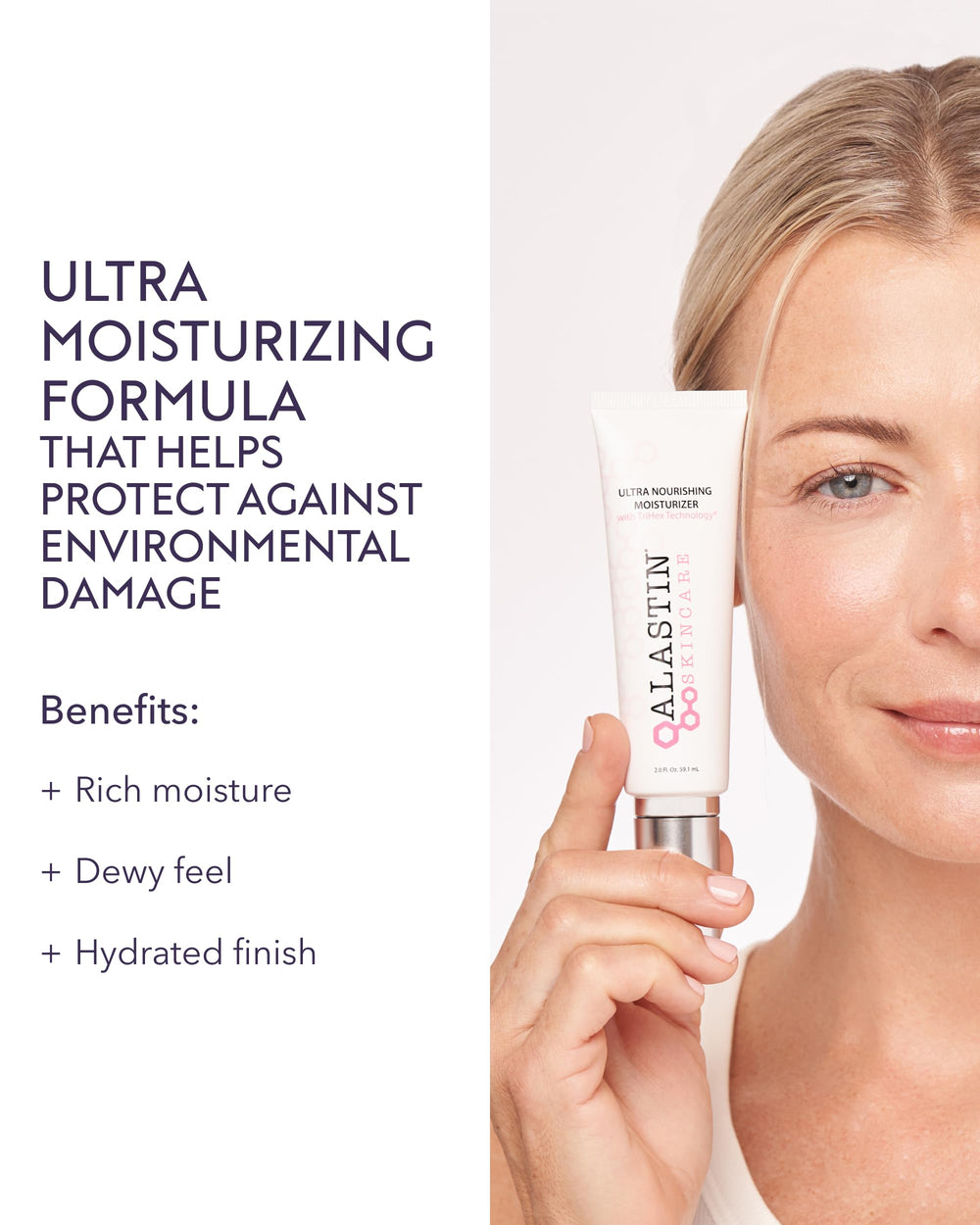 Pump application of ALASTIN moisturizer for easy daily use.