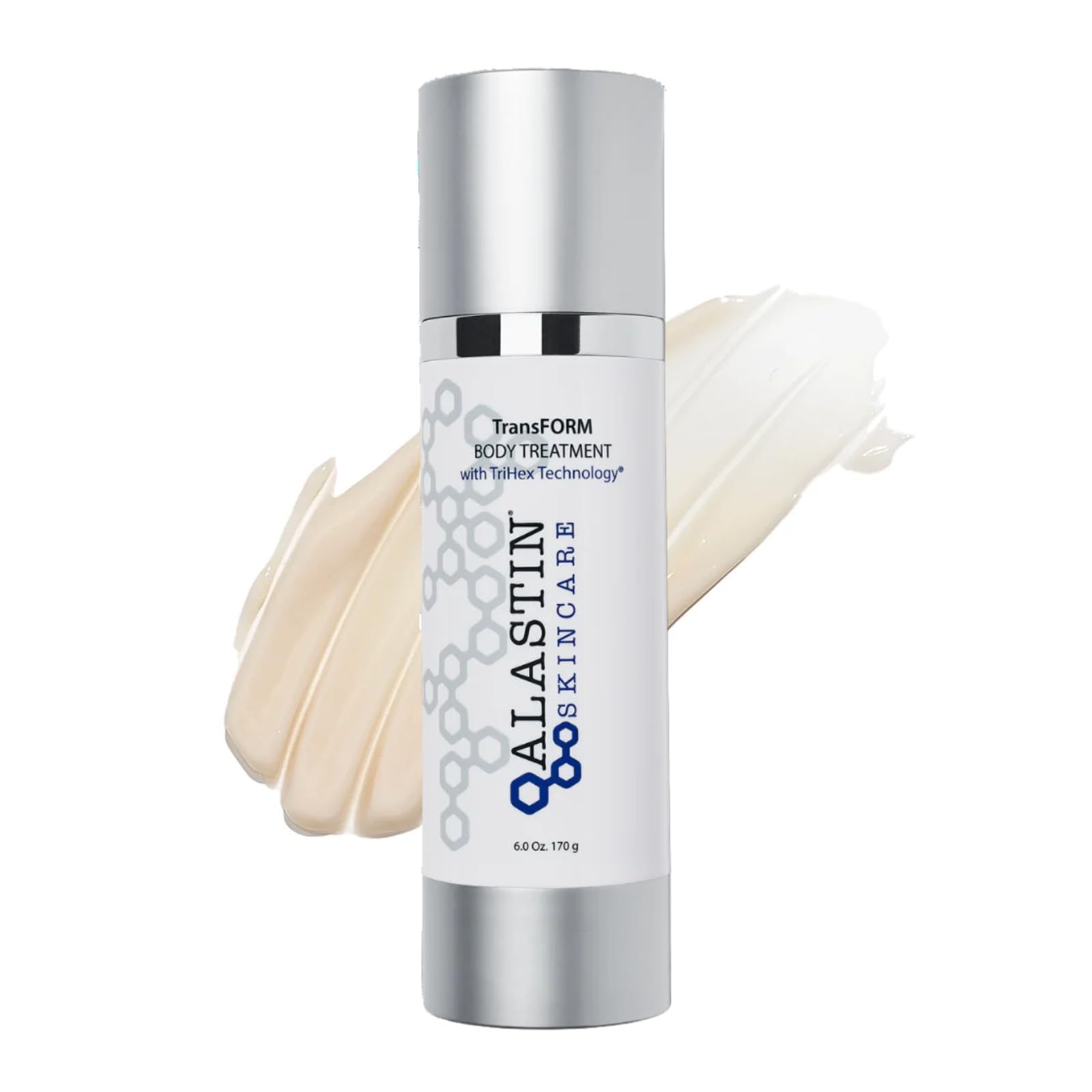 ALASTIN TransFORM Body Treatment bottle shows hydrating firming action for smoother skin