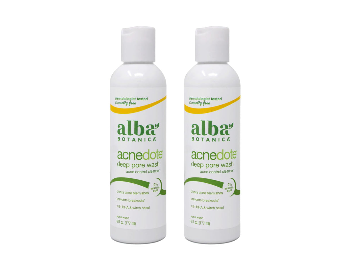 Alba Botanica Acnedote Deep Pore Wash bottle pour for easy application and clear skin