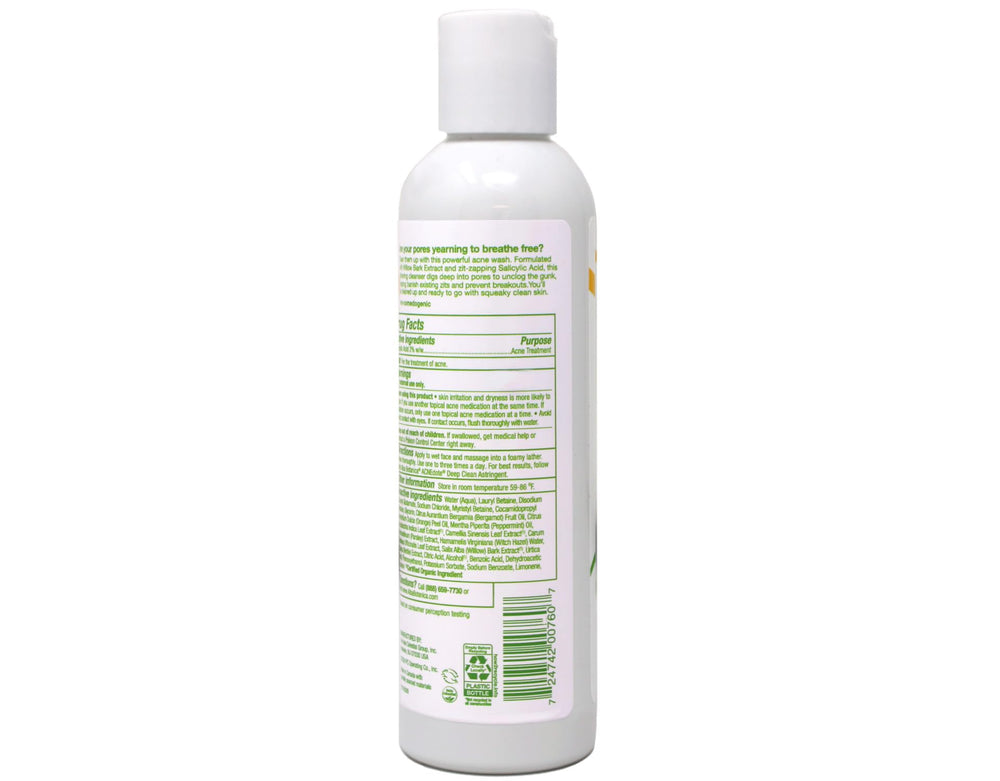 Alba Botanica Acnedote Deep Pore Wash close-up of label and ingredients