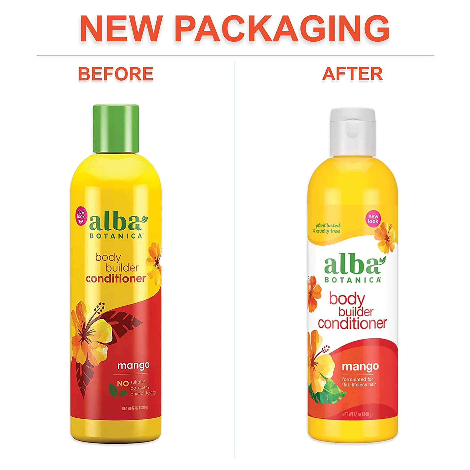 Alba Botanica Mango damp hair section illustrates root-to-tip volume