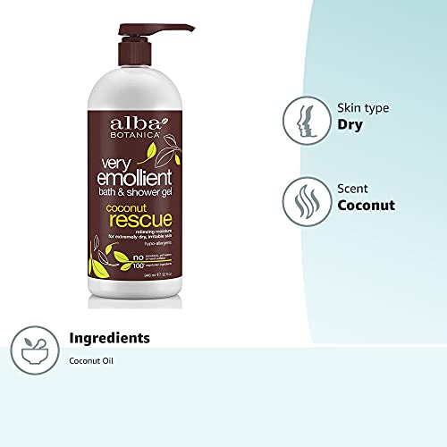 32 oz bottle ideal for bath and shower routine with Alba Botanica Coconut Rescue
