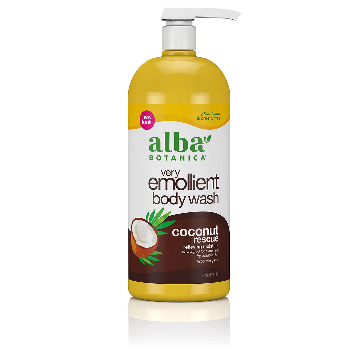 Alba Botanica Coconut Rescue body wash bottle with creamy cleansing for dry skin