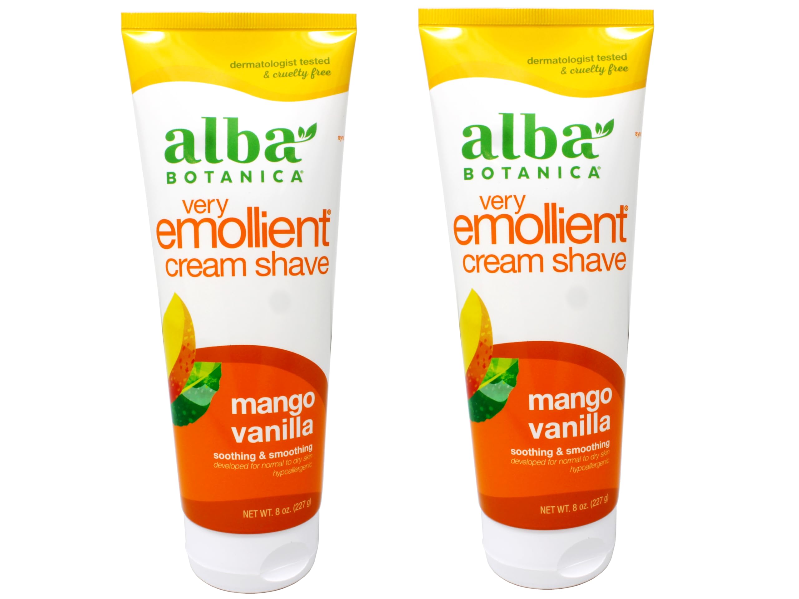 Alba Botanica Cream Shave Mango Vanilla bottle front for smooth shaving