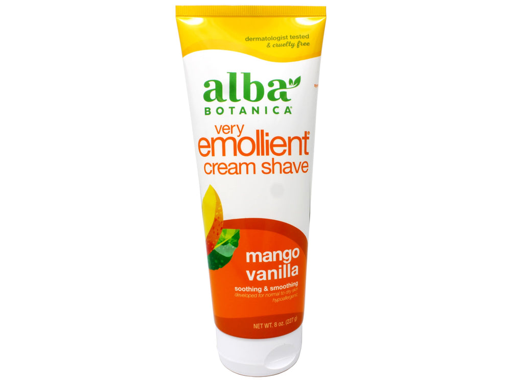 Alba Botanica Cream Shave Mango Vanilla bathroom storage friendly size