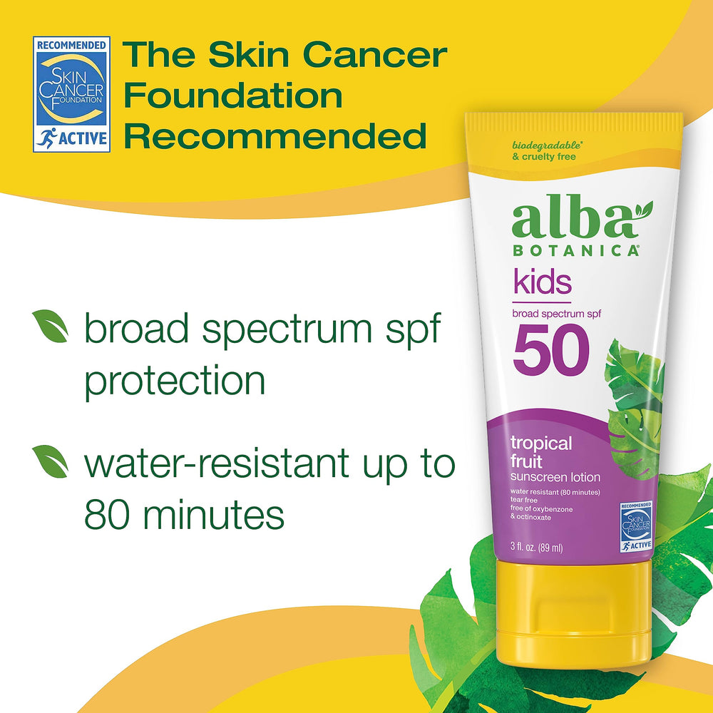 Applying Alba Botanica Kids Sunscreen for even coverage on skin.