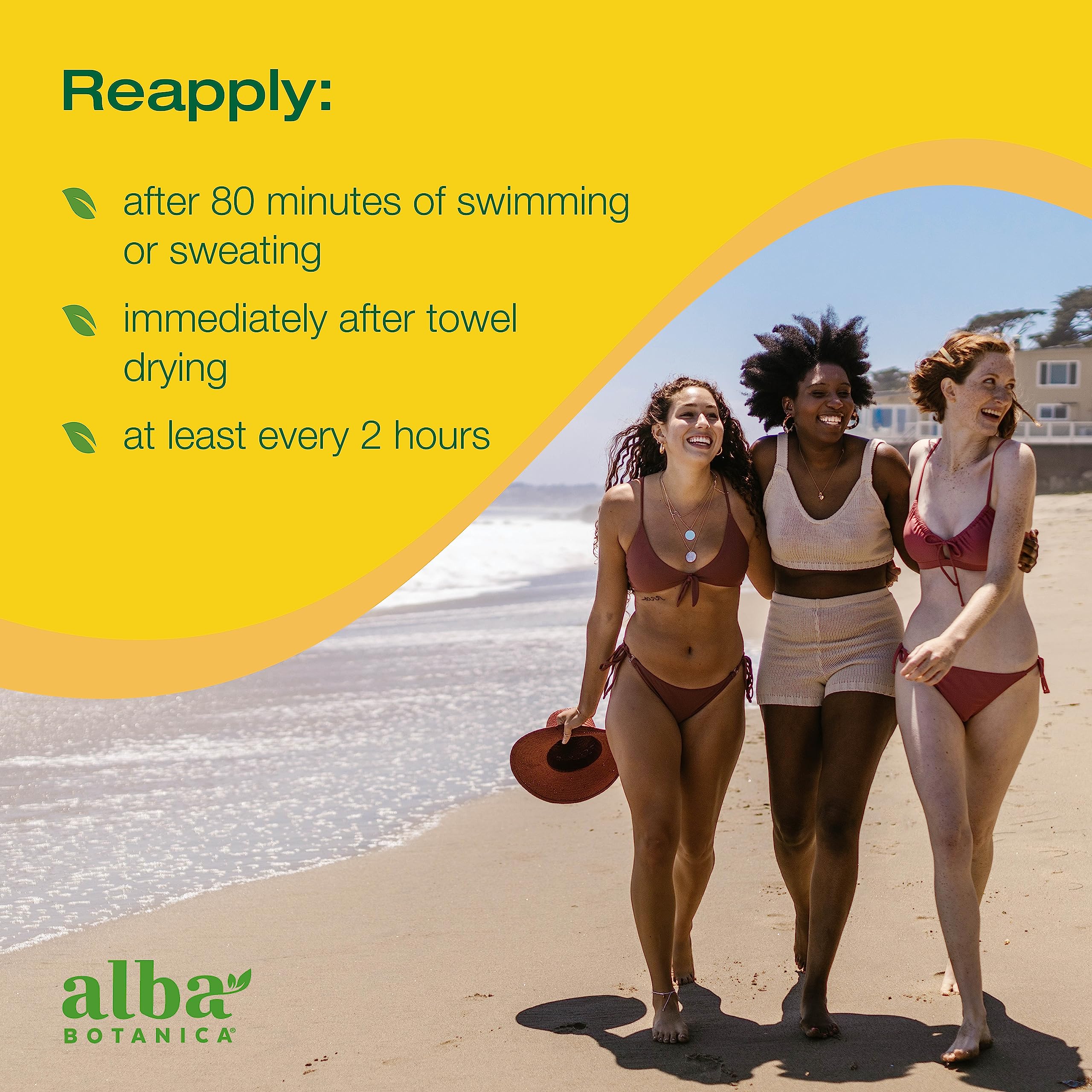 Compact 3 oz Alba Botanica Sunscreen fits in a beach bag.