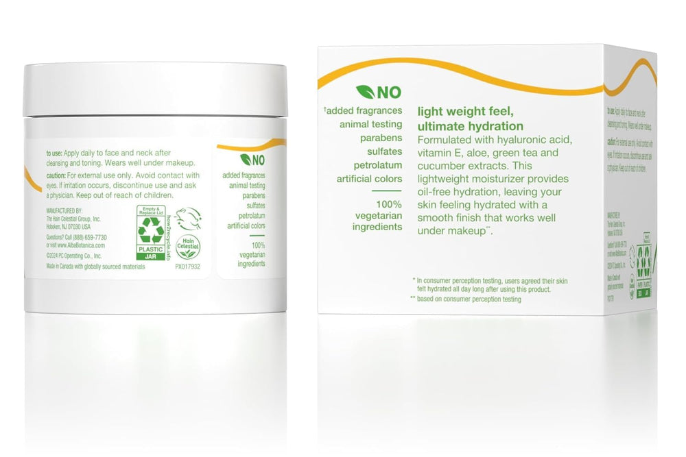 Alba Botanica Aloe & Green Tea Moisturizer being applied for a light, non-greasy feel.