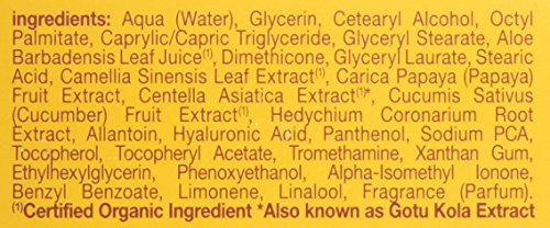 Front packaging highlights oil-free Aloe Green Tea formula for everyday use