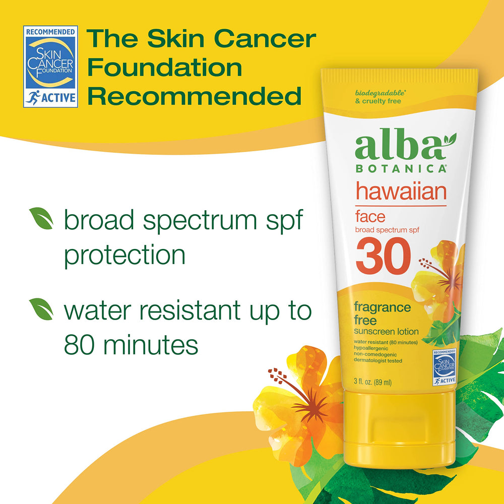 Broad-spectrum SPF 30 face sunscreen with lightweight, non-greasy feel.